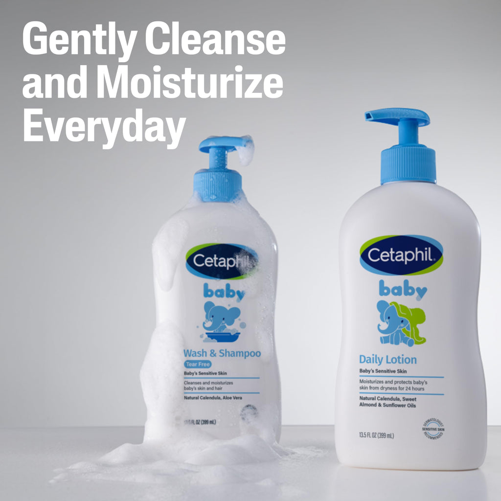 Cetaphil Baby Wash & Shampoo, 13.5oz Pack of 2, Hypoallergenic, Gentle Enough for Everyday Use, Soap Free