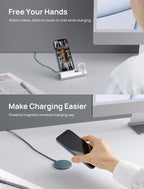 JSAUX Magnetic Wireless Charger Compatible with MagSafe Charger/iPhone 16/16 Pro/16 Plus/16 Pro Max/iPhone 15 Pro Max Plus/iPhone 14 13 12 Series, Wireless Mag Safe Charging Pad, Mag Charger (Blue)