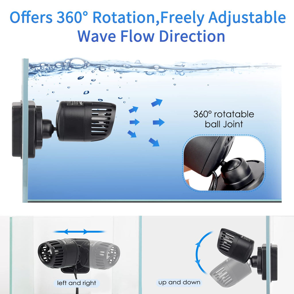 hygger Mini Wave Maker for 5~20 Gallon Aquarium with Magnetic Mount Quiet Powerhead for Saltwater and Freshwater Fish Tank 530GPH