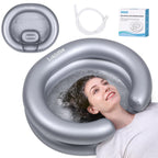 LOKFEHRE Large Portable Inflatable Hair Washing Basin for Bedridden - Wash Hair in Bed with Inflatable Shampoo Bowl.For Elderly,Disabled,Injured,Ideal Inflatable Sink for Locs Detox (Silvery)