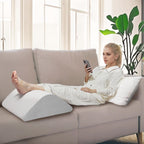 Vomiliku Knee Wedge Pillow for Back Sleeping, Leg Elevation for Post Surgery Recovery, 8" Triangle Leg Pillow with Removable Cover for Knee Support, Hip Back Pain Relief,Enhance Circulation, Gray