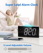 Digital Alarm Clock,7.5" Big LED Display & Full Dimmer,USB Cellphone Chargers,7-Color Night Light,Adjustable Volume,12/24 H,Plug-in Easy to Set Alarm Clock for Kids Elderly Bedside Desk Kitchen Office