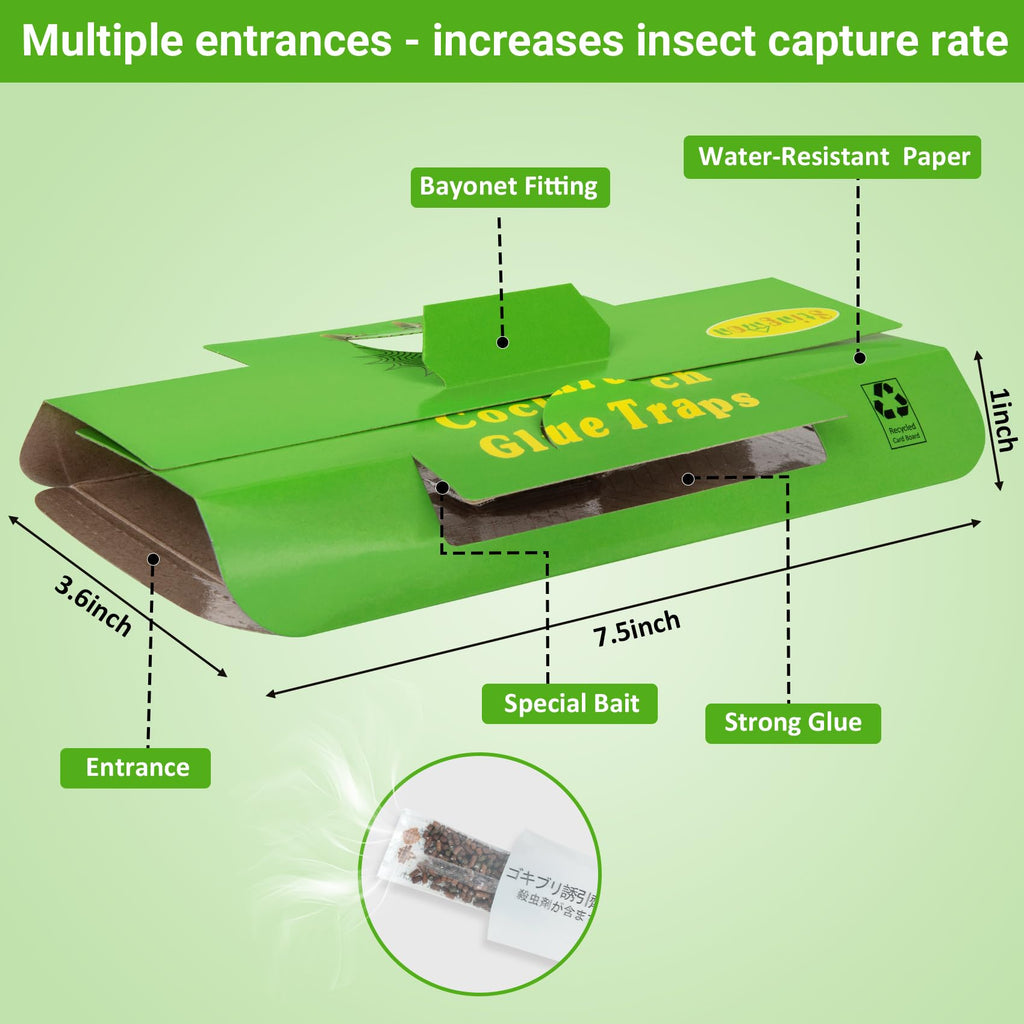 18 Pack Roach Traps Indoor Roach Killer Indoor Infestation, Cockroach Killer Indoor Home Cockroach Trap Sticky Traps for Insects
