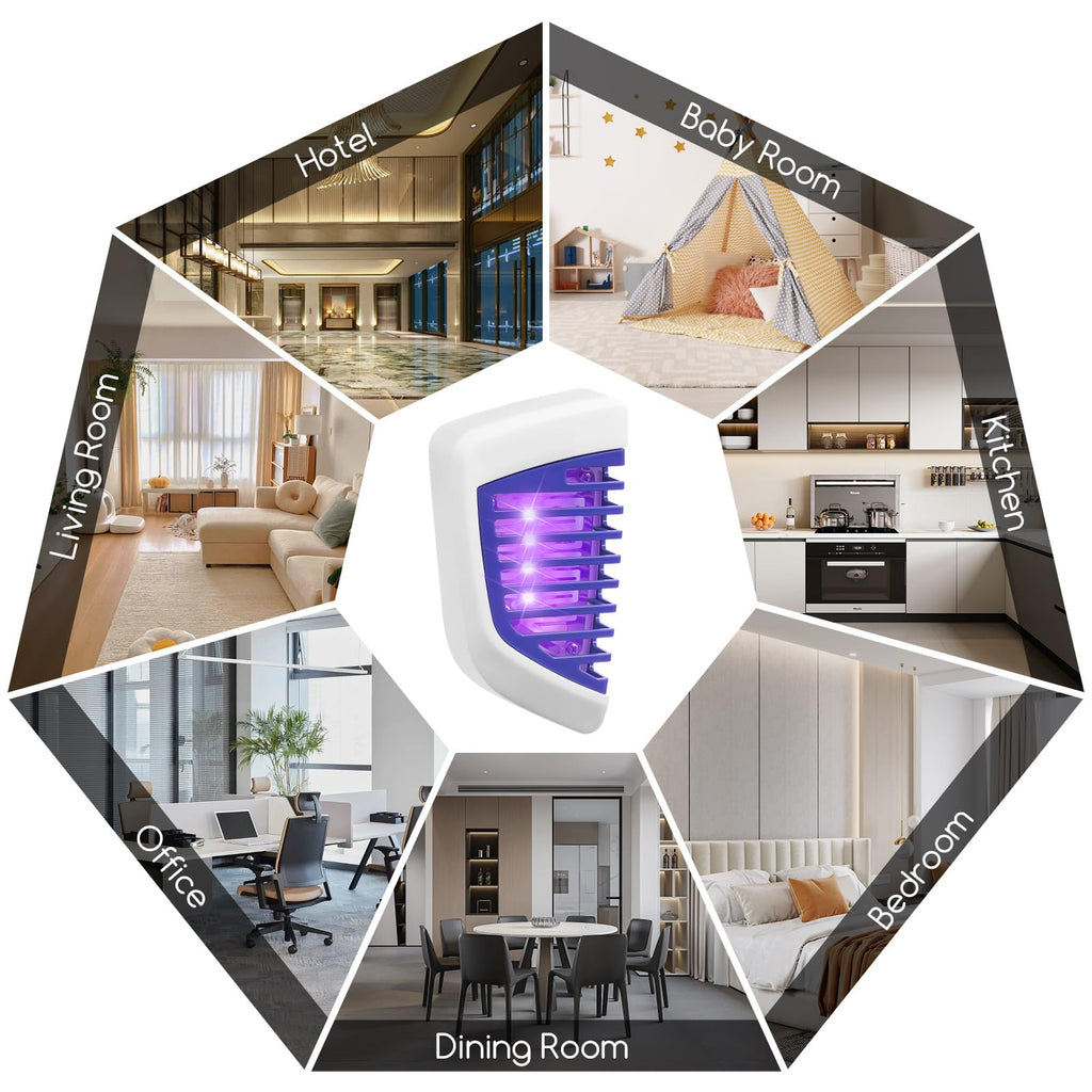 2PCS Bug Zapper Indoor Plug in Mosquito Killer Trap Zapper,Electric Portable Home Flying Insects Trap Zapper with UV Lights Pest Attractant Lamp for Office,Living Room,Bedroom,Kitchen