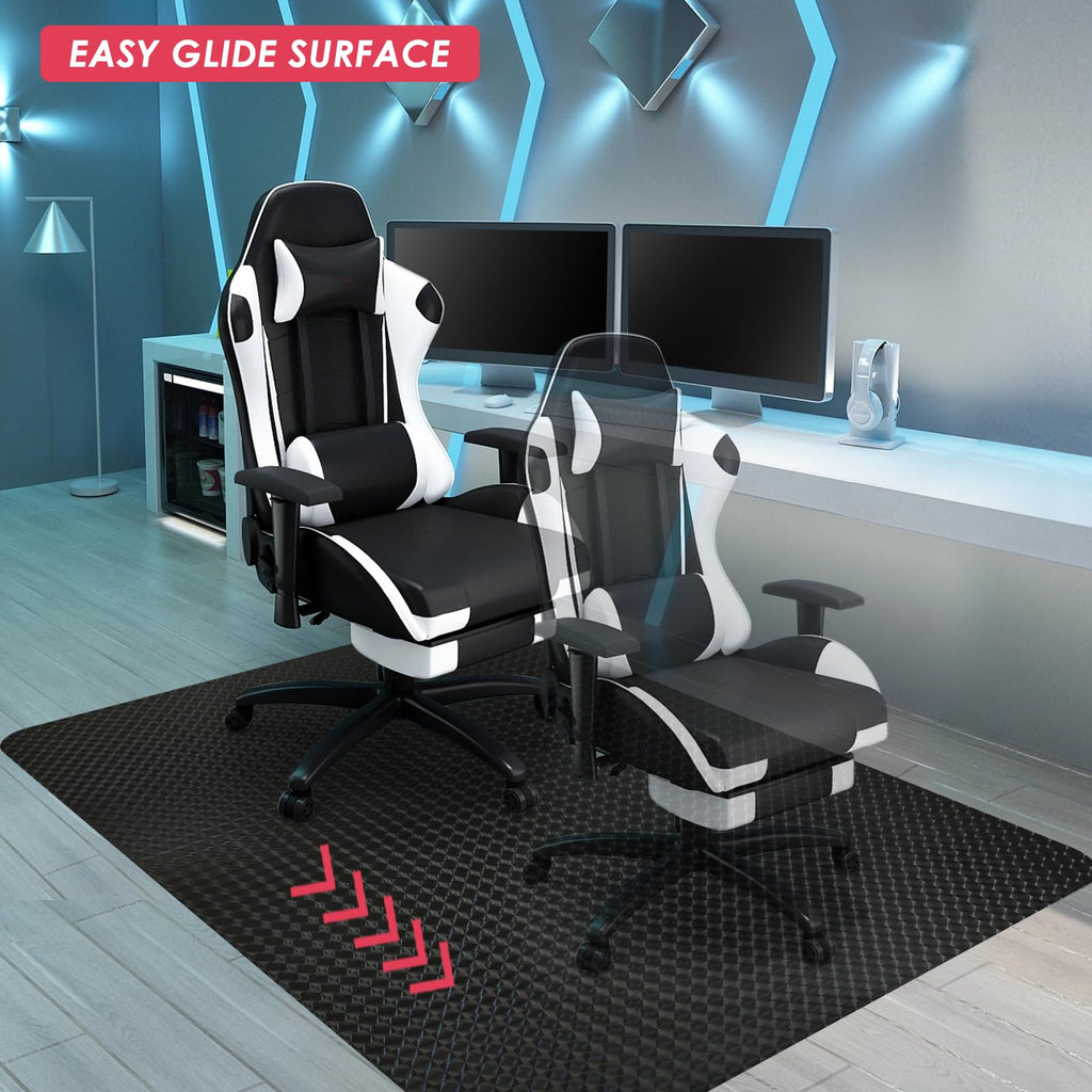 Vicwe Gaming Chair Mat for Hardwood Floor, 63"×51" Large Office Chair Mat, PVC Computer Chair Mat, Easy Glide, Floor Protector for Rolling Chair-Black