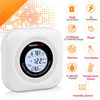 Carbon Monoxide Detectors, 2Pack 4-in-1 Natural Gas Leak Detector & Temperature/Humidity Monitor