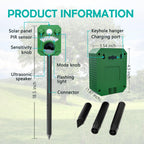 RibRave Ultrasonic Animal Repeller Solar Powered Racoon Skunk Bird Cat Deer Pest Repellent Animal Deterrent with Motion Activated Yard Keep Animals Out of Garden