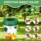 Wasp Trap Solar Powered Bee Trap Reusable Fly Traps Outdoor Hanging Wasp Killer with UV LED Light Flying Insects Bee Killer for Indoor Outdoor Patio Garden Home (Green, 6 Packs)