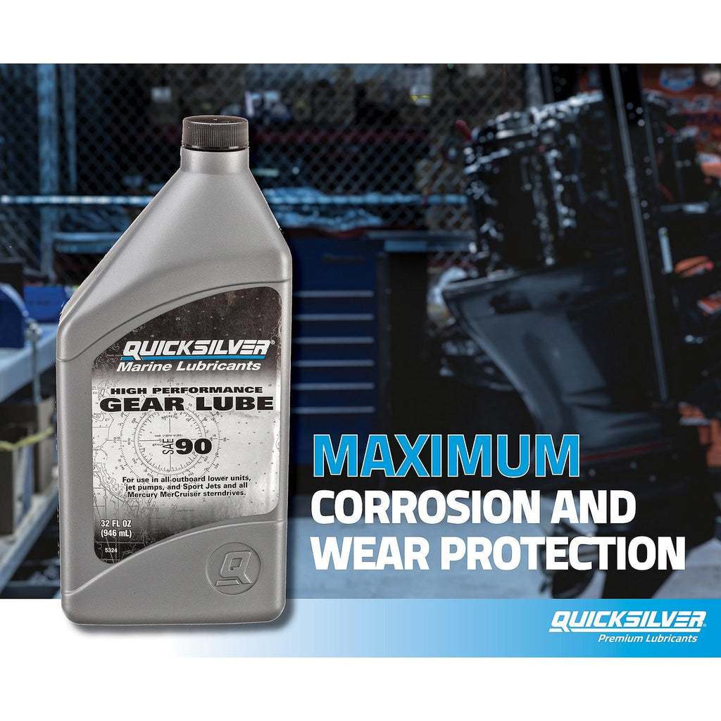 Quicksilver High Performance SAE 90 Gear Lube for Mercury Outboards and MerCruiser Sterndrives, 2.5 Gallon