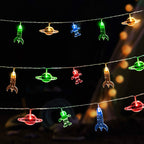 20 LED Children's Room LED String Light Astronaut Spaceship Rocket Pendants Holiday Party Lights Wall Window Nursery or Kids room Decor Wedding Around the Garden Party Patio Christmas (multicolour)