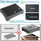 One Step Stool for Adults Elderly Non-Slip Step Platform Indoor and Outdoor Portable Wide Step Riser for Seniors,Safety Step for Car Bed Bedside Office Shower Stairs (Black)