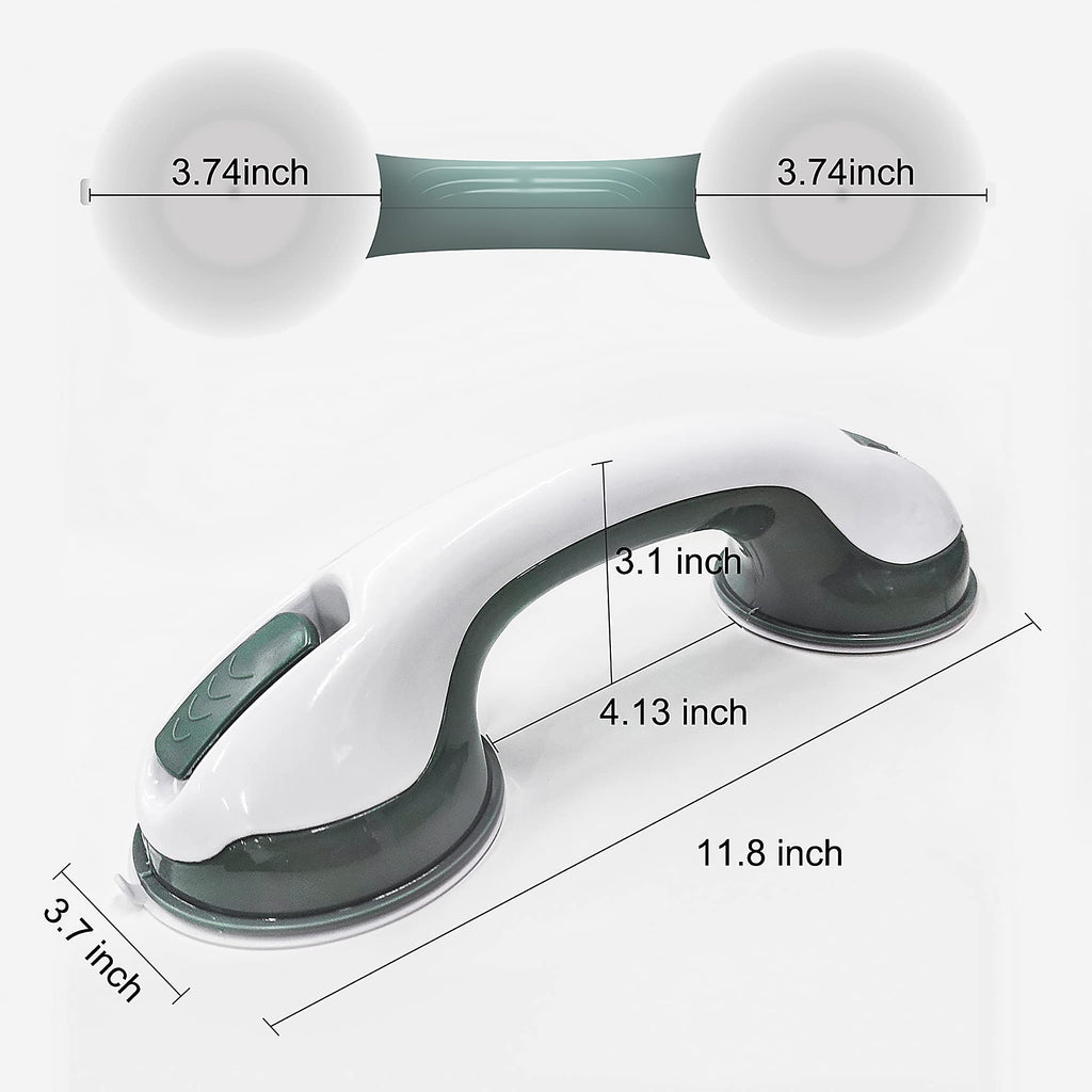NLAAHCE Shower Grab Bar Heavy-Duty (2Pack) 12-Inch ADA Compliant Shower Handles for Elderly Suction Shower Grab Bars for Seniors Handicap Safety Handrail for Bathtubs Shower Assistance