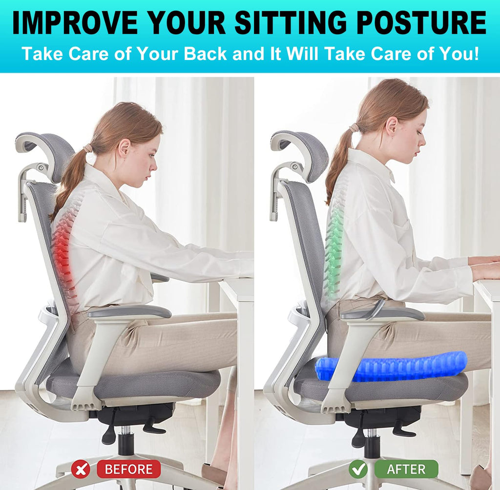 Helishy Gel Seat Cushion for Long Sitting - 1.65inch Double Thick Cooling Egg Seat Cushion for Back, Hip, Sciatica, Coccyx, Tailbone Pain Relief - Office Chair Car Seat Cushion – Wheelchair Cushions
