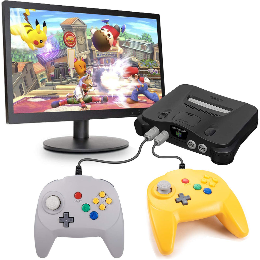 KIWITATA kiwitatá Retro N64 Mini Controller,Classic Wired N64 Game 64-bit Upgraded Joystick Controller for Video Game Console N64 System Yellow
