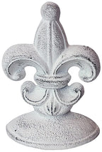 Lulu Decor, Cast Iron Fleur De Lis Door Stop, 2 Lbs, Door Stopper (Antique White)