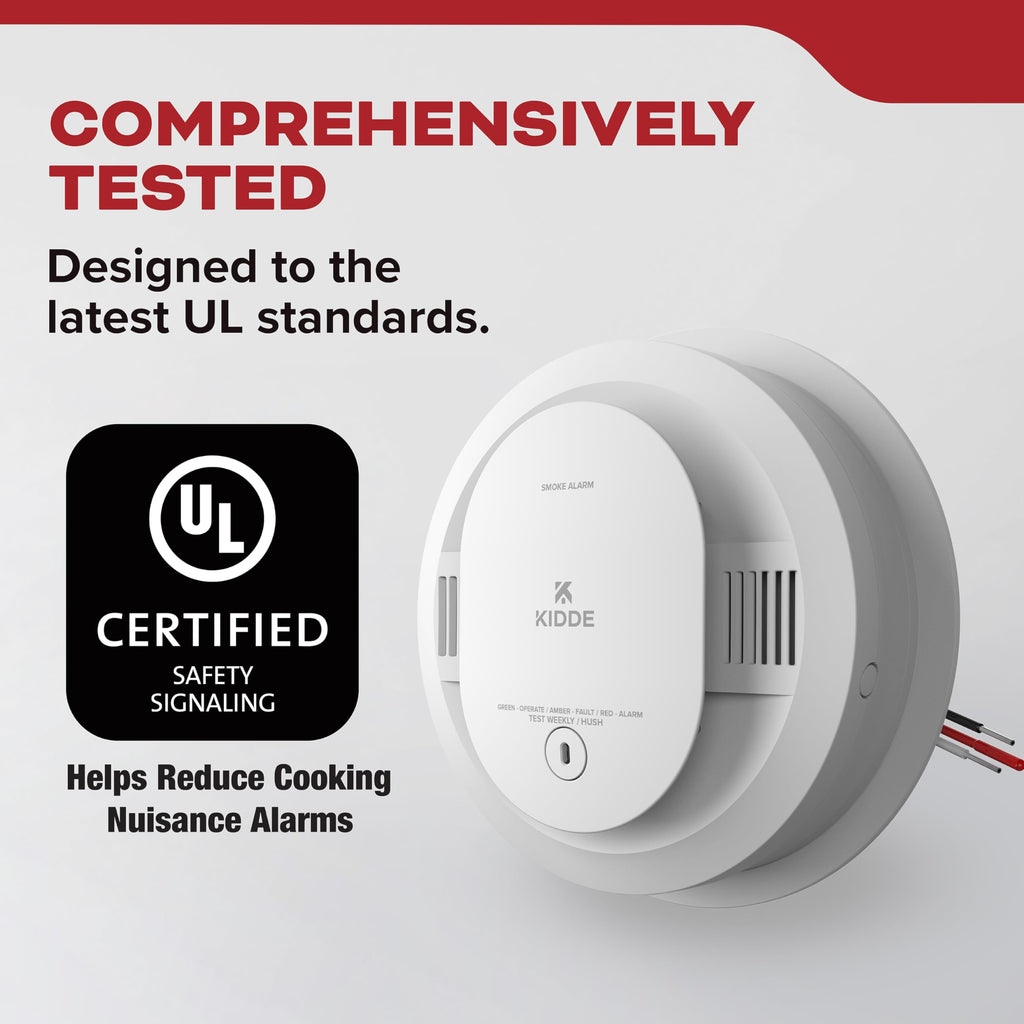 Kidde Hardwired Smoke Detector, AA Battery Backup, Interconnectable, LED Warning Light Indicators
