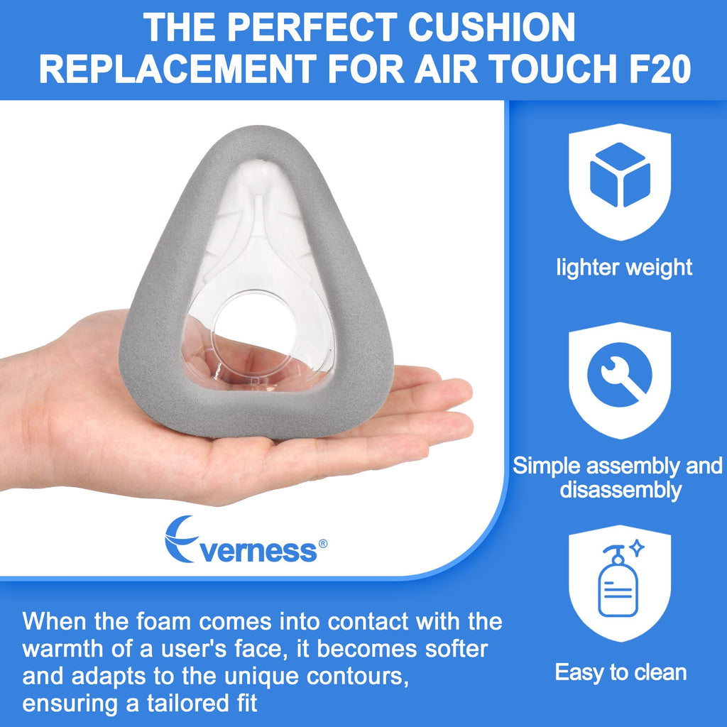 Everness 2 Packs Replacement Cushion (M) for Air_Touch F20, Optimized Comfort & Secure Seal with Memory Foam (New Version), Exceptional Value & Durable Replacement Supplies (M)