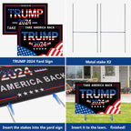Trump 2024 Yard Signs, 2PCS 16" X 12" Trump 2024 Take America Back Yard Signs for Garden with Heavy Duty Metal H-Frames Double Sided Placard Voted For Trump Signs