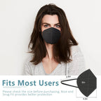 ChiSip KN95 Face Mask 60 Pcs, 5 Layer Cup Dust Safety Masks, Breathable Protection Masks Against PM2.5 Dust for Men, Women Black