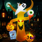 OurWarm 8FT Scary Tree Halloween Inflatables Outdoor Decoration, Blow Up Yard Halloween Decor Inflatable Tree with Ghost, Pumpkin, Tombstone and Eyeball for Garden, Lawn, Halloween Party Decorations