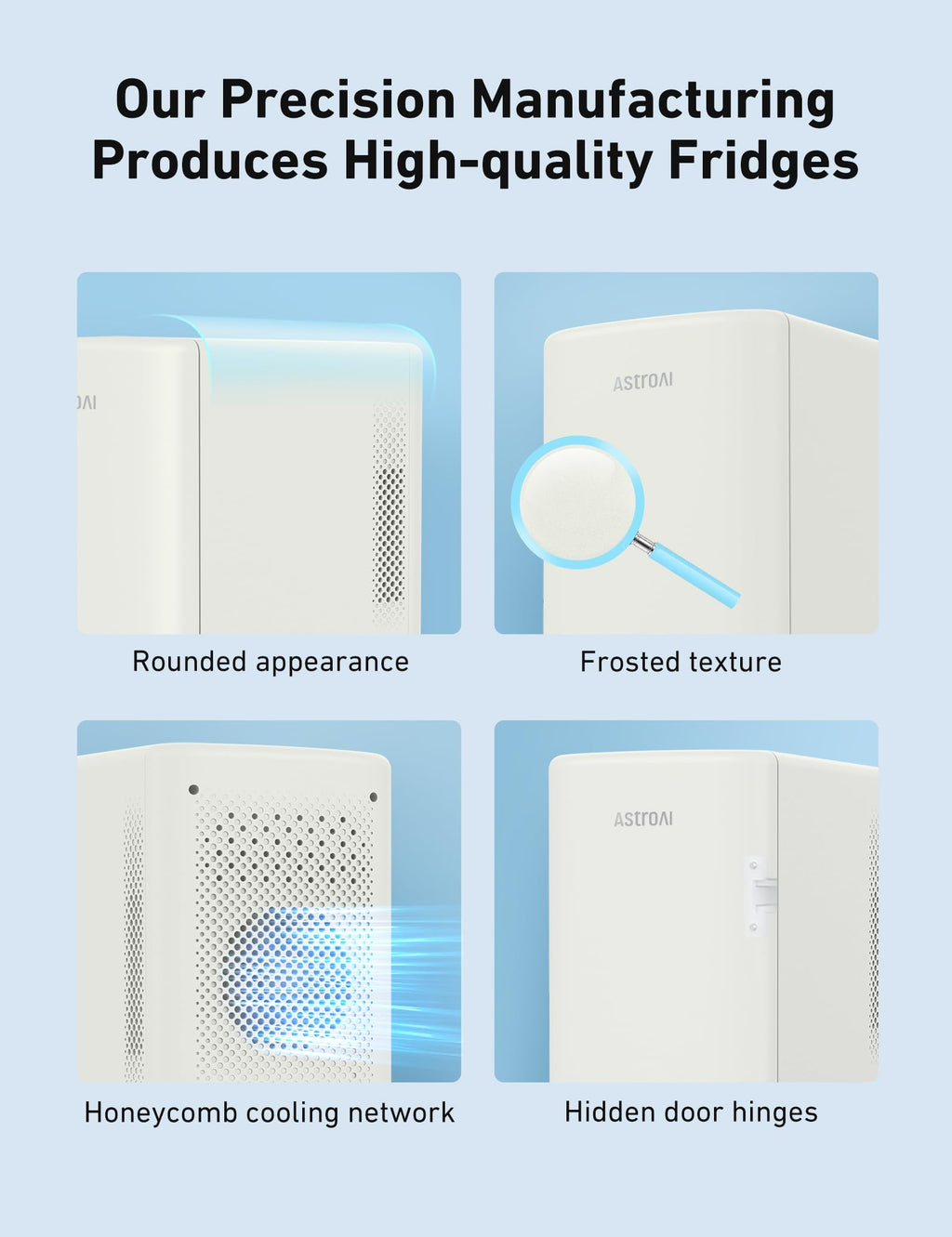 AstroAI Mini Fridge 2.0 Gen, 6 Liter/8 Cans Makeup Skincare Fridge 110V AC/ 12V DC Portable Thermoelectric Cooler and Warmer Little Tiny Fridge for Bedroom, Cosmetics, Christmas (Beige)