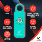Original Defense® Siren Self Defense for Women - Personal Alarm for Women, Children, & Elderly - Recommended by Police - 130 dB Loud Self Defense Keychain Siren with LED Strobe Light (Mint)