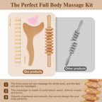 DCIAER 4 in 1 Wood Therapy Massage Tools Lymphatic Drainage Massager Kit - Maderoterapia Kit - for Gua Sha Massage, Anti Cellulite, Body Sculpting, Get Rid of Cellulite