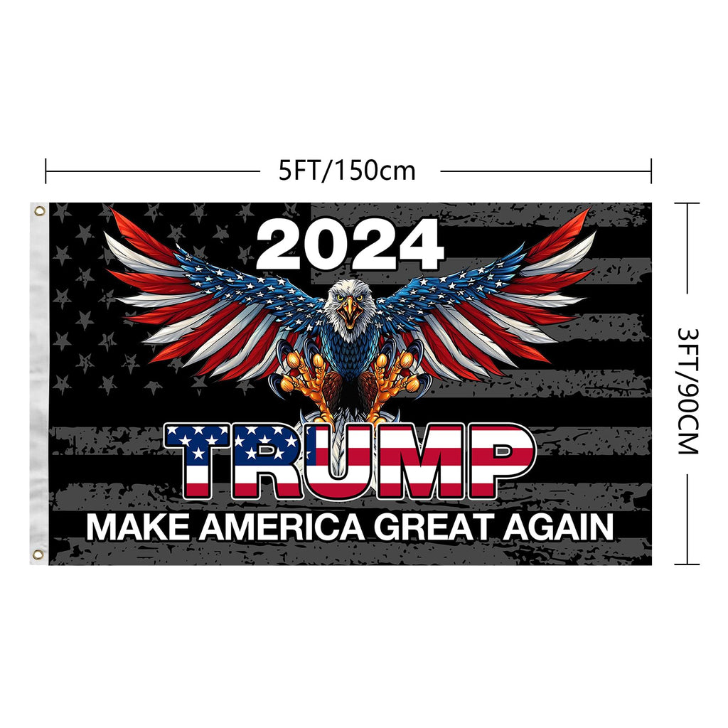 Trump 2024 Flag, Trump 3x5 FT Flag Make America Great Again Banner with Brass Grommets for Indoor Outdoor Decorations (black1)
