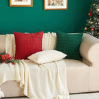 MIULEE Pack of 2 Dark Green Corduroy Decorative Throw Pillow Covers 18x18 Inch Soft Boho Striped Pillow Covers Modern Farmhouse Christmas Home Decor for Sofa Living Room Couch Bed