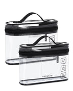 TSA Approved Toiletry Bag, 2 Pack Clear Makeup Cosmetic Bag Organizer, Quart Size Travel Bag for Toiletries, Carry-on Travel Accessories Essentials, Black-2pcs