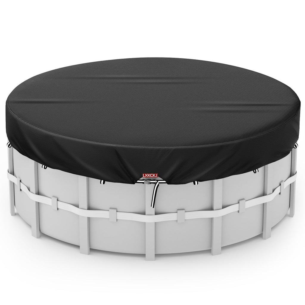 LXKCKJ 10 Ft Round Pool Cover, Solar Pool Covers for Above Ground Pools, Summer Pool Cover Protector with Cover Accessories, Round Hot Tub Cover Ideal for Waterproof and Dustproof (Black)