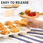 Vinino 2Pack Silicone Muffin Pan for Baking with Metal Reinforced Frame, Regular 12 Cup and Mini 24 Cup Nonstick Cupcake Pan Set, BPA Free Silicone Muffin Tray Molds for Oven Dishwasher Safe