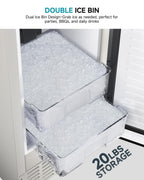 EUHOMY Under Counter Nugget Ice Maker Machine, 70Lbs/Day, Bulit-in Freestanding Ice Maker with Double Ice Baskets, Self-Cleaning & 24H Timer Ice Machine, for Home Use(Silver)