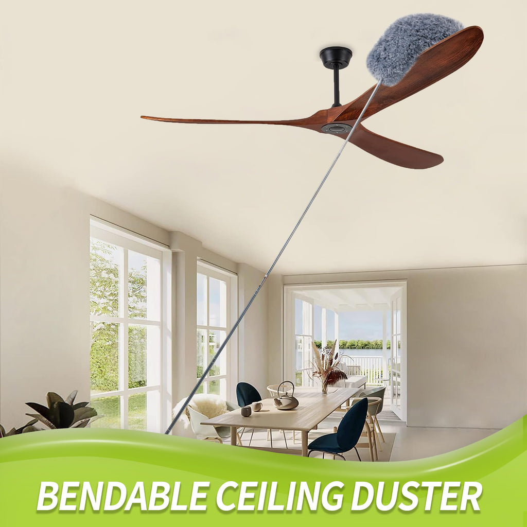 IVYROLL Cobweb Duster with Extension Pole, Spider Web Brush & Ceiling Duster Kit for Cleaning, 100" Microfiber Feather Duster Cleaner with Washable Head for Ceiling Fan, Furniture, Home