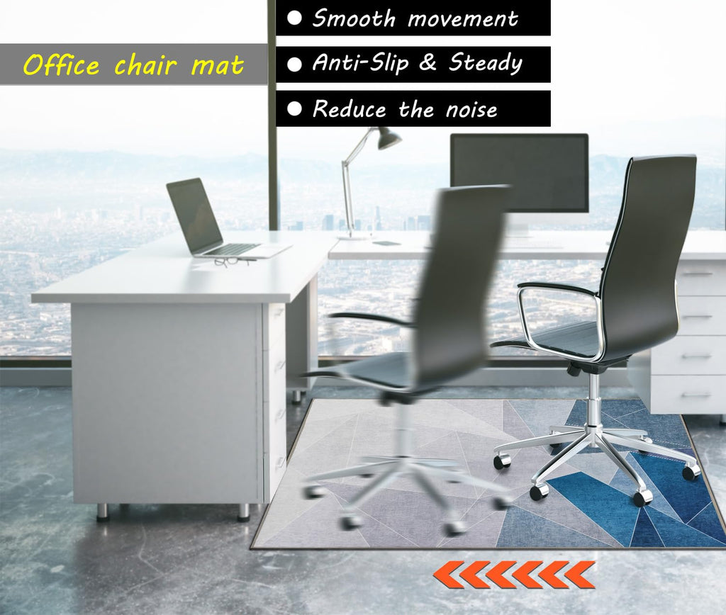 SAIKOOWA Office Chair Mat for Hardwood Floor,36"*48" Highly Premium Quality Office Floor mat, Desk Mat for Rolling Chair- Anti-Slip Chair Rug for Office Home Laminate Floor Blue Grey