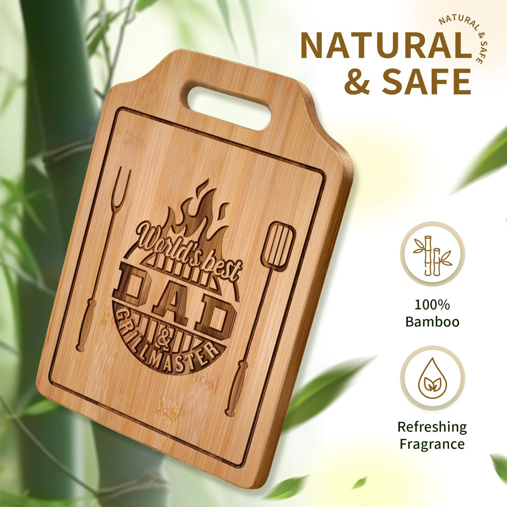 AceThrills Gifts for Dad, Dad Birthday Gifts - Engraved Bamboo Cutting Board 12.3"L x 8.7"W x 0.4"Th - New Dad Gifts, Christmas Board Gifts for Dad from Daughter Son