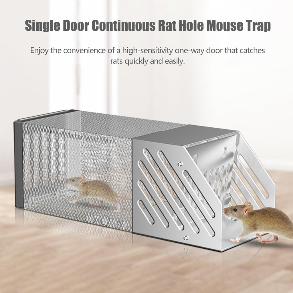 Humane Mouse Trap, [2024 New] Single Door Continuous Rat Hole Mouse Trap, Combined Automatic Continuous Rat Traps Cage, Easy to Set Mice Catcher for Indoor and Outdoor, Sensitive Pedal Rat Trap (1pc)