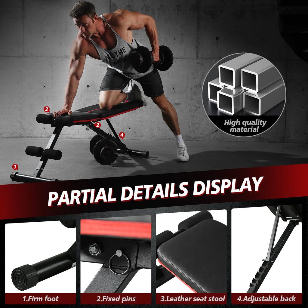 Orinar Weight Bench Press, Strength Training Adjustable Workout Benches for Full Body, Gym Benches for Incline Decline Exercise