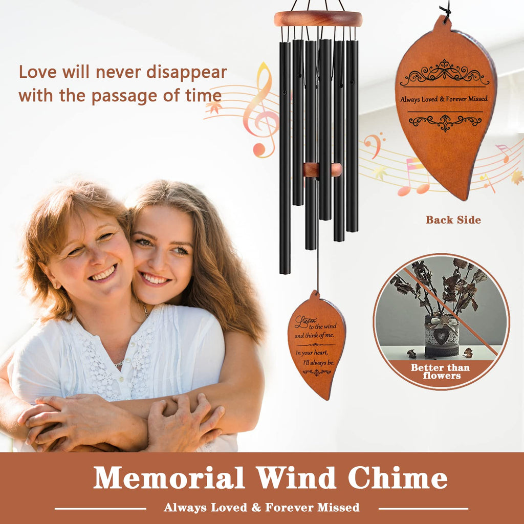 Soopau Memorial Sympathy Wind Chimes , Sympathy Gift Baskets in Memory of a Loved One Mother Father For Memorial/Bereavement/Condolence , 30" Wooden