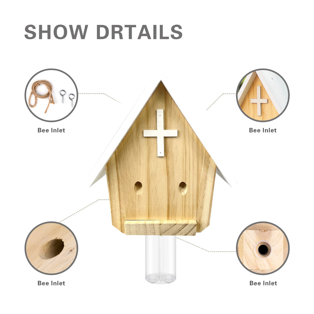 GAW Nature Wood Church Style Carpenter Bee Traps for Outdoors, 1 Pack Best Wooden Bee Trap for Outside