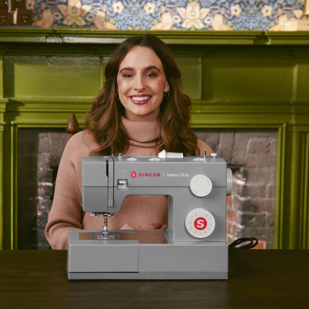 SINGER® Heavy Duty 4452 (Grey) High Speed Sewing Machine + Accessories | 32 Built-In Stitches Deliver 110 Stitch Applications | 50% More Power for Thick Fabrics, 1100 Stitches/Min, 1-Step Buttonhole