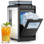 COWSAR Ice Maker Countertop, Portable Ice Machine with External Water Tank, 8 Cubes in 6 Mins, 26 lbs/24Hrs, Self-Cleaning Quiet Compact Commercial Ice Makers for Home, RV, Camping, Black