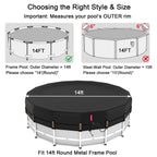 QH.HOME 14ft Round Pool Cover,[Ultimate Windproof & Tear-Resistant Fabric],Snug Fit with Patented Ratchet & Weight Rings,Solar Pool Cover for Above Ground Pools, Blocks Leaves &Waterproof