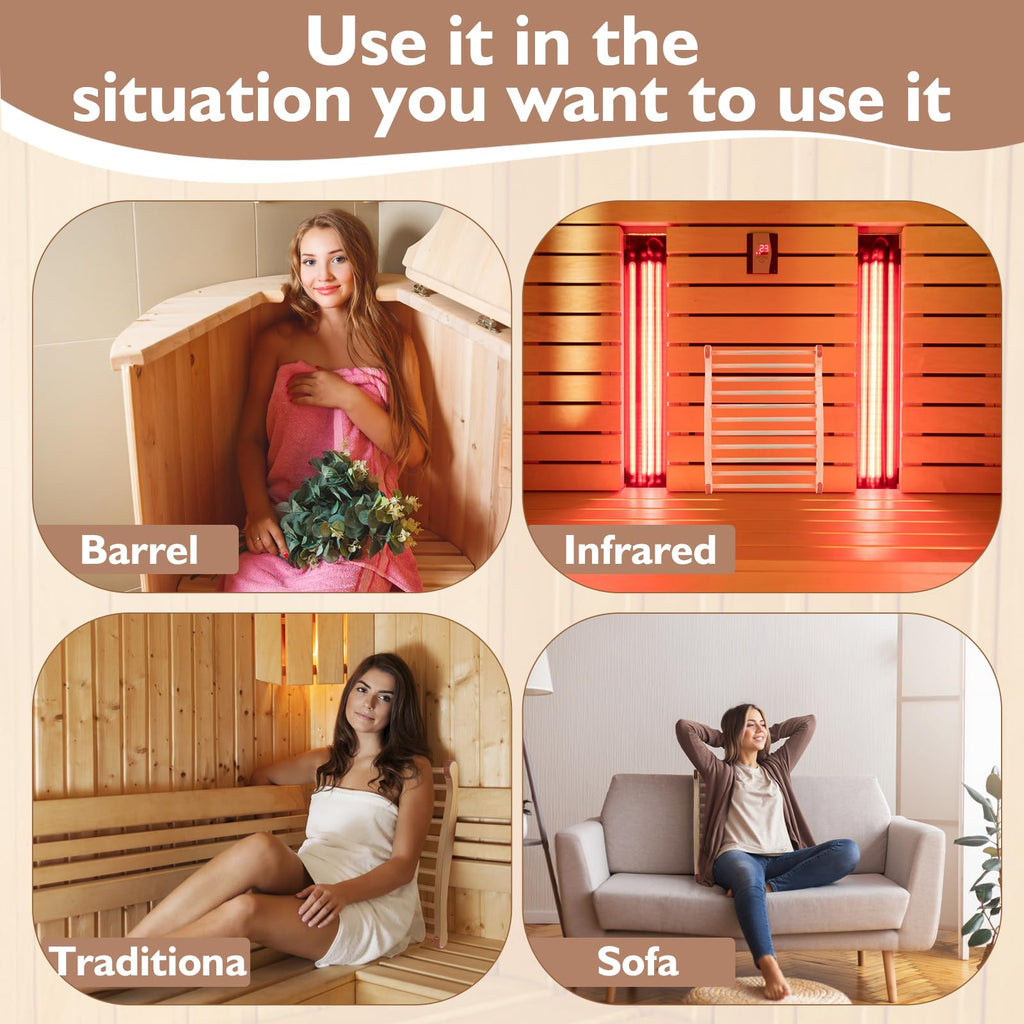 TOLHYUN 2PCS Sauna Backrest Sauna Accessories Wooden Slip-Resistant Non-Toxic Comfortable S-Shape Design Sauna Chair with Back, Sauna Accessories for Any Barrel or Infrared Sauna
