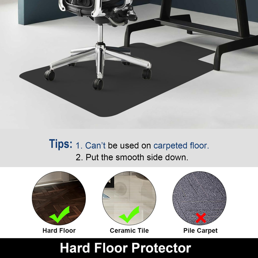 AiBOB Office Chair Mat for Hardwood Floor, 36 X 48 inches, Hard Floor Chair Mats Under Computer Desk, Easy Glide for Rolling Chairs, No Curling