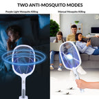 WBM SMART 2 in 1 Electric Bug Zapper, Mosquitoes Trap Lamp & Racket, USB Rechargeable Electric Fly Swatter for Home and Outdoor Powerful Grid 3-Layer Safety Mesh Safe to Touch, Pack of 2