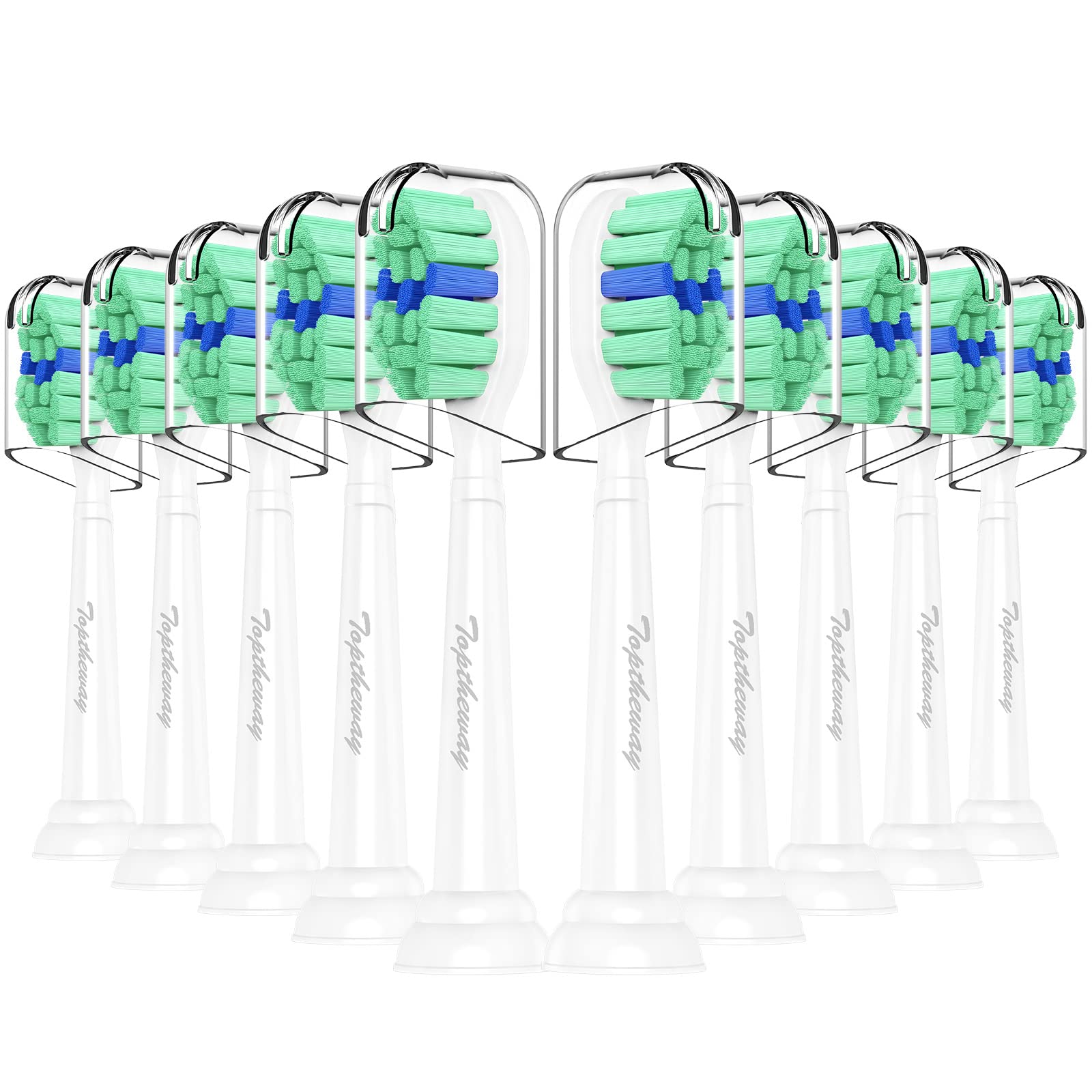 Toptheway Toothbrush Replacement Heads Compatible with Philips Sonicare ProtectiveClean DiamondClean C2 G2 W 4100 5100 Plaque Control, 10 Pack