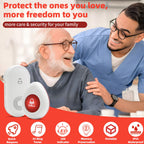 Nestling® Wireless Caregiver Pager SOS Call Button for Elderly Monitoring, Emergency Alert System Call Bell for Nurse Patient Disabled 1 Waterproof Transmitter & 1 Plugin Receiver