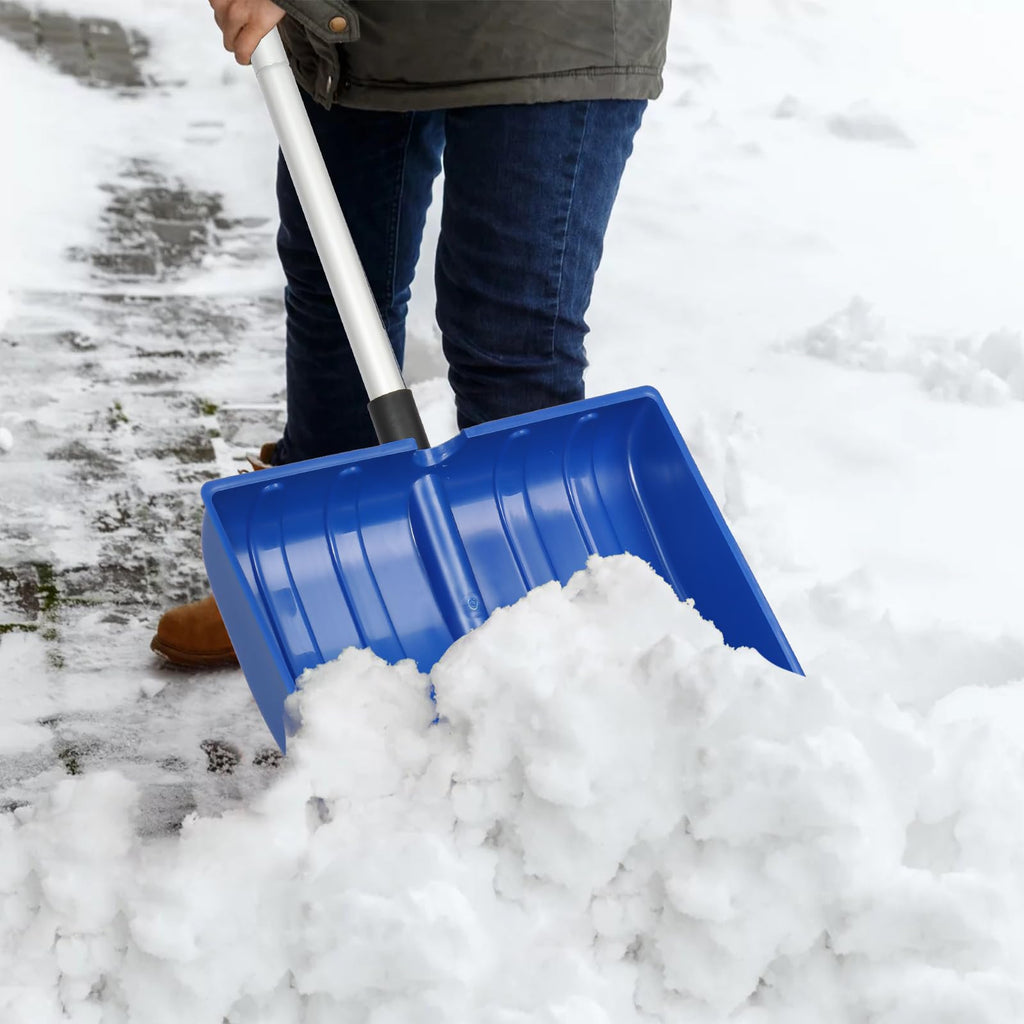 Snow Shovel, Snow Shovels for Driveway, Plastic Snow Shovels for Snow Removal with Aluminum Handle & D-Grip, 16" Wide Shovel for Snow Heavy Duty, 47.5 inch