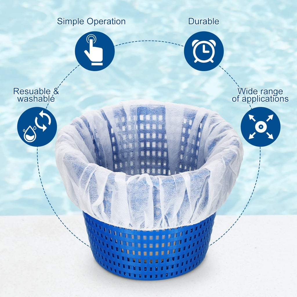 Janmercy 200 Pcs Pool Skimmer Socks Fine Mesh Basket Strainer Screen Liners Savers Clean Debris and Leaves for Inground and Above Ground Pool Filters Baskets Skimmers(White)